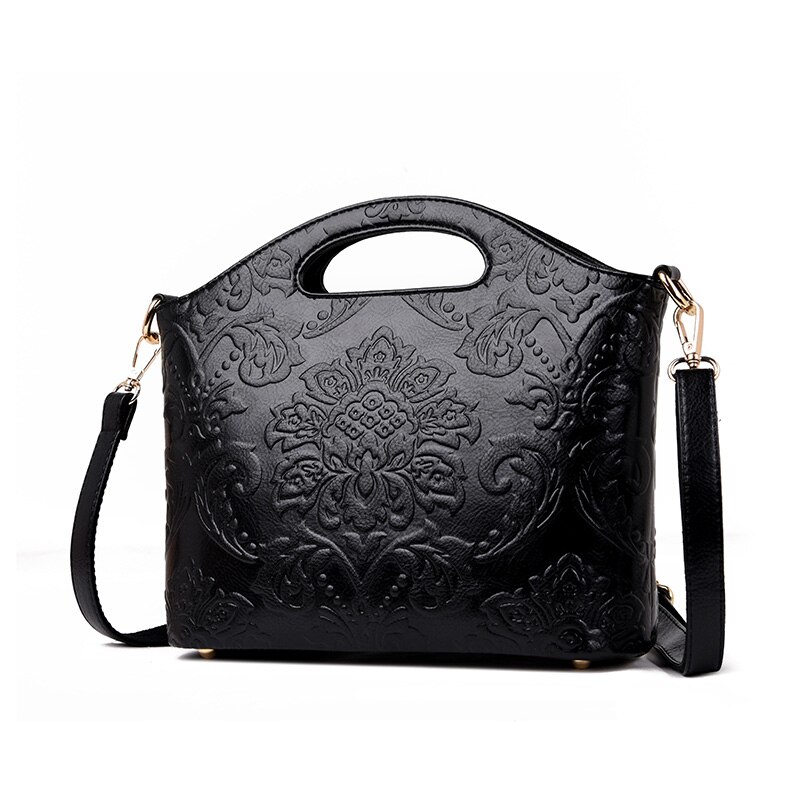Klassisk dam handväska crossbody-väska i läder för kvinnor lyxigt märke kvinnor axelväska tygväska: Svart