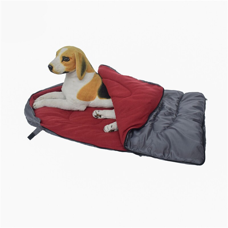 Saco de dormir para perros pequeños y grandes, estera de cama para acampar al aire libre, manta suave, cojín de tejido polar, colchón con bolsa de almacenamiento: Red wine