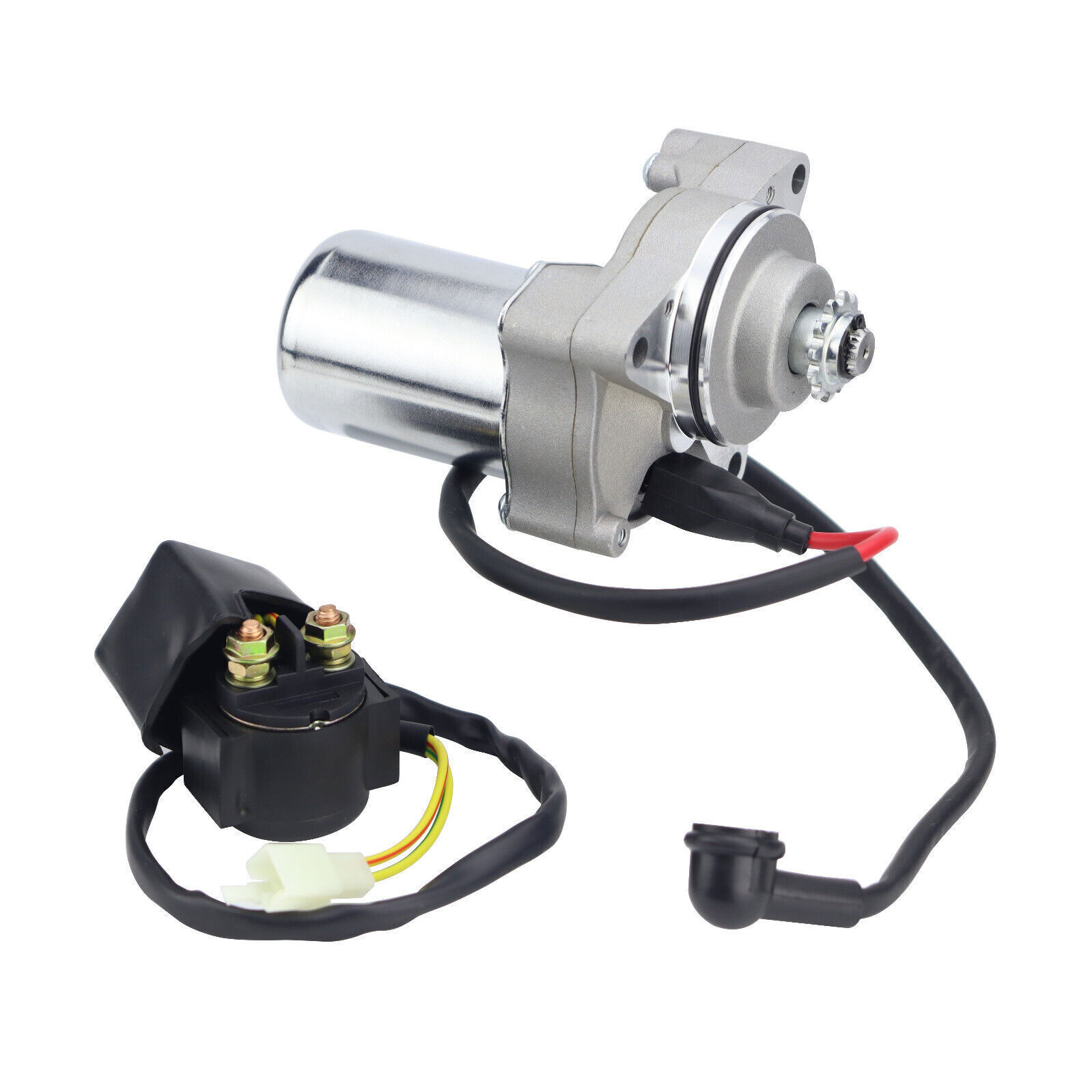 Starter Motor & Relay with Line For 50cc 70 cc 90cc 100cc 110cc 125cc 4 Stroke Quad Wheelers ATVs Bikes Go Karts