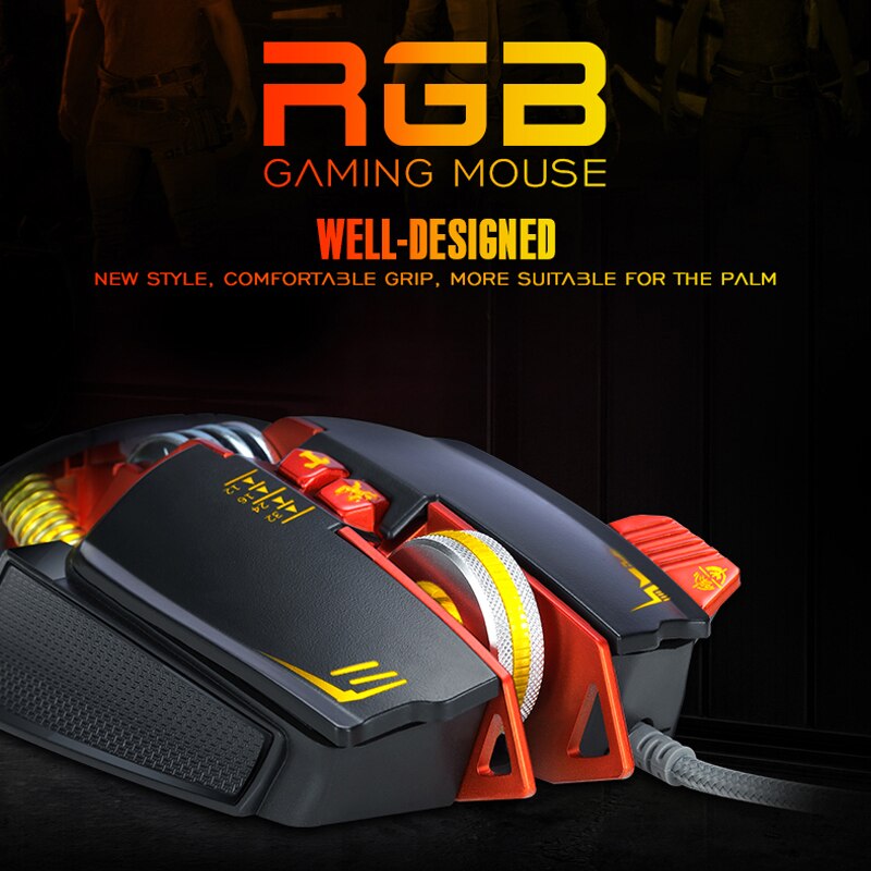 T-Wolf Gaming Mouse Wired 3200 DPI Programmable Breathing Light Ergonomic Game USB Computer Mice Gamer for Desktop Laptop PC