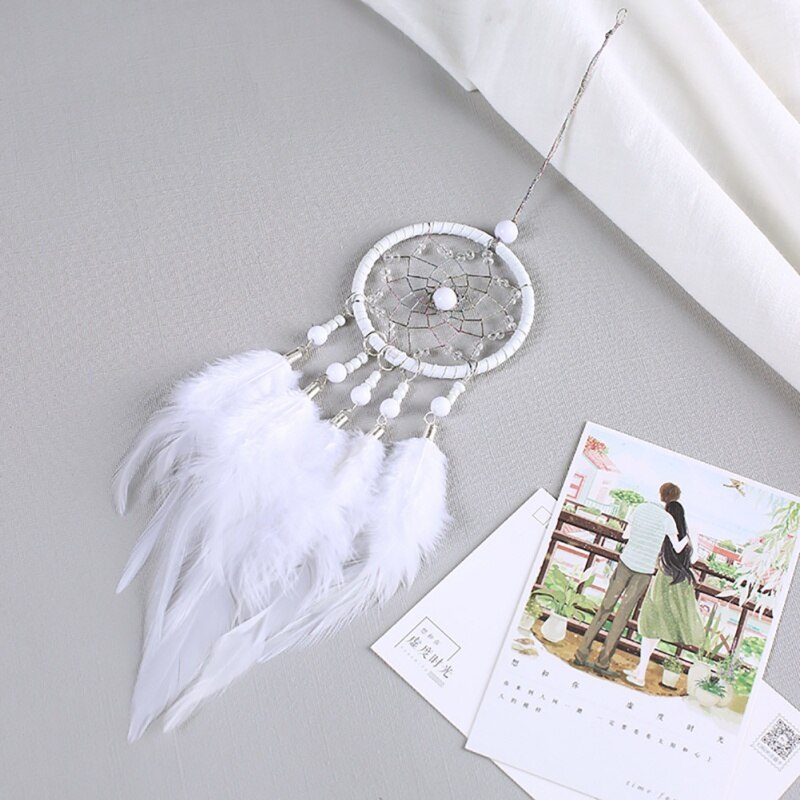 Campanas de viento coche colgante hogar Decoración de pared colgante atrapasueños Mini atrapasueños rosa/blanco/gris atrapasueños