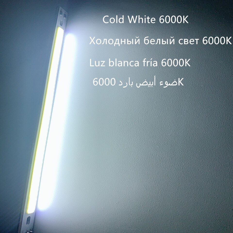 200 x 10mm 0422 10w led lys cob strip lampe  dc 12-14v 1000lm grøn gul rød blå varm hvid ren hvid bar lys: Kold hvid