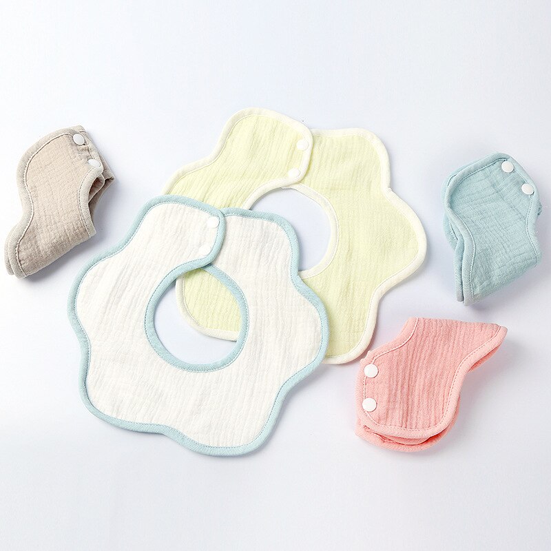 Baby Petal Bib Newborn Absorbent Cotton Saliva Towel Infant Boy Girl Feeding Burp Cloth Bandana Scarf Toddler 360 Rotate Bibs