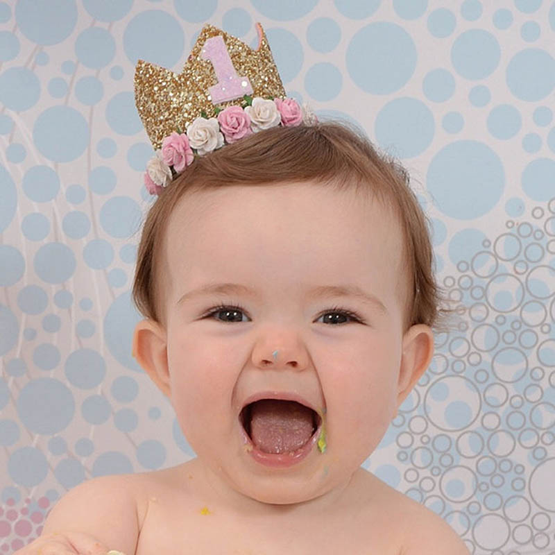 1pc tillykke med fødselsdagsfest hatte dekoration cap en fødselsdag hat prinsesse krone 1st 2nd 3rd år gamle nummer baby børn hår tilbehør