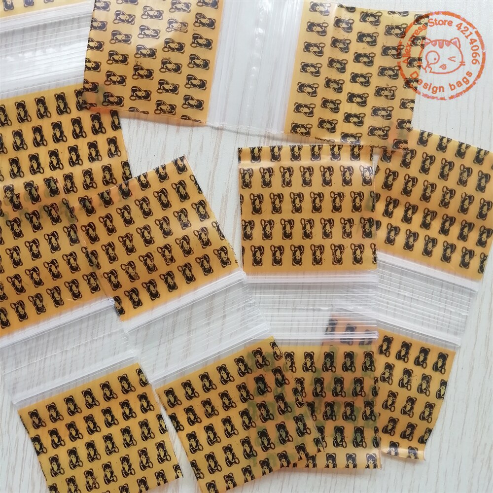 2 "  x 2 " mini ziplock zakjes 100 stuks bedrukte plastic zakjes met beer