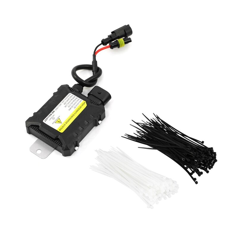 1 paire voiture HID xénon Mini Ballast 35W 10A 12V pour H1 H3 H7 H8 H9 H10 H11 & 200 pièces 6 pouces Nylon serre-câbles en noir et blanc