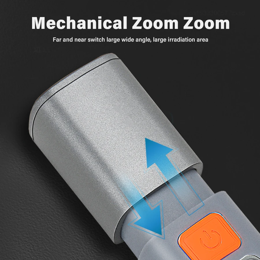 SMILING SHARK Portable LED Flashlight USB Rechargeable with Hook Zoomable Torch for Outdoor Camping Hiking Emergency Lantern