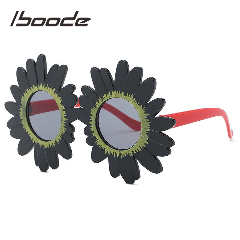 Iboode låve solbriller takrenne jenter søte solsikke rund innfatning solbriller baby barnefest solbriller  uv400 nyanser: Svart