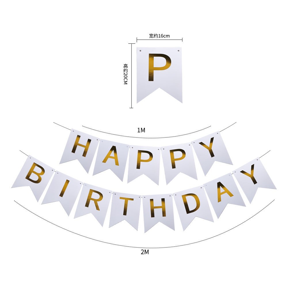 1 Juego de decoración de feliz cumpleaños, banderines para de cumpleaños, guirnalda, suministros para Baby Shower, decoración de pancarta de papel, feliz cumpleaños: Multicolor