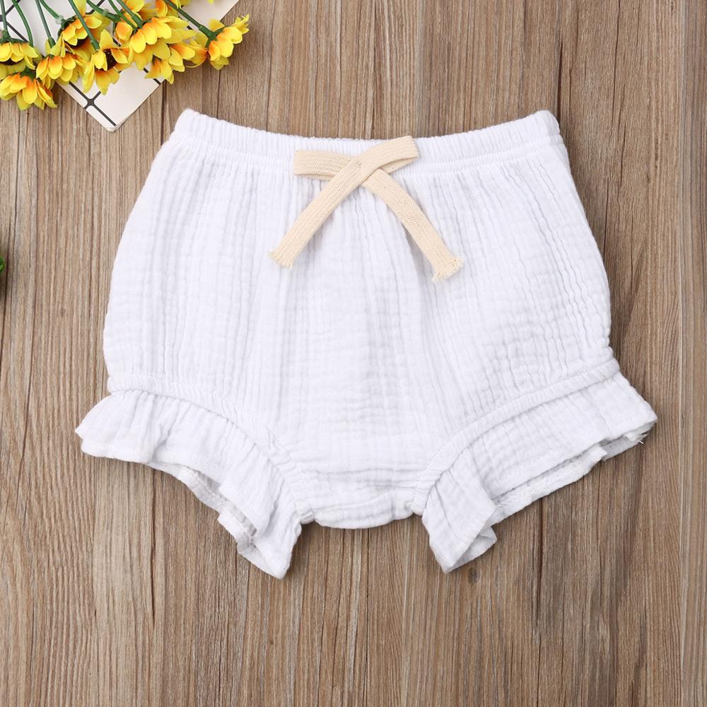 Toddler Infant Baby Girls Boy Summer Clothing Solid Shorts Bottoms Ruffled PP Bloomers Cotton Lace Up Panties 0-24M