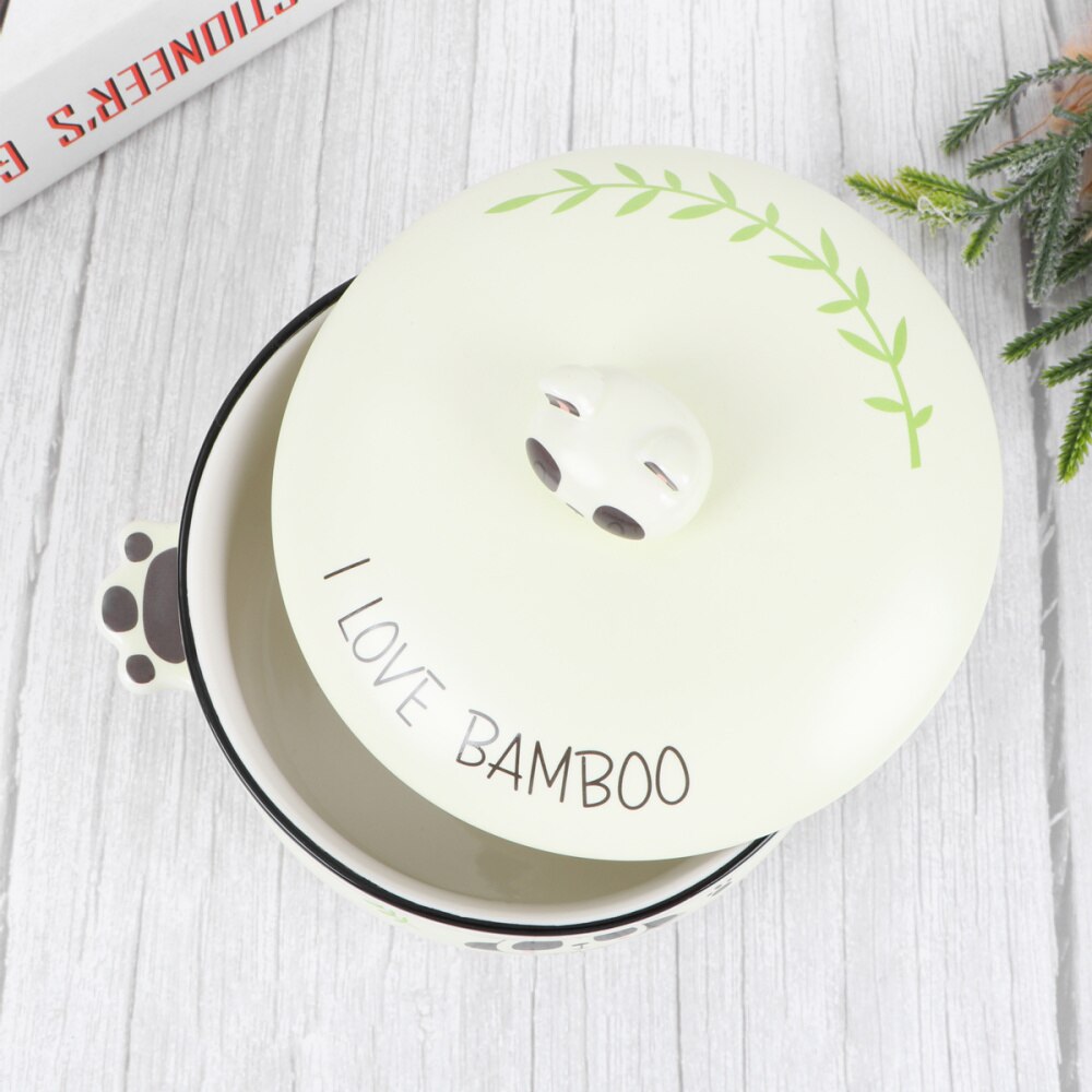 Adorable Panda Ceramic Bowl Instant Noodle Bowl Practical Kitchen Tableware (Thinking Panda)