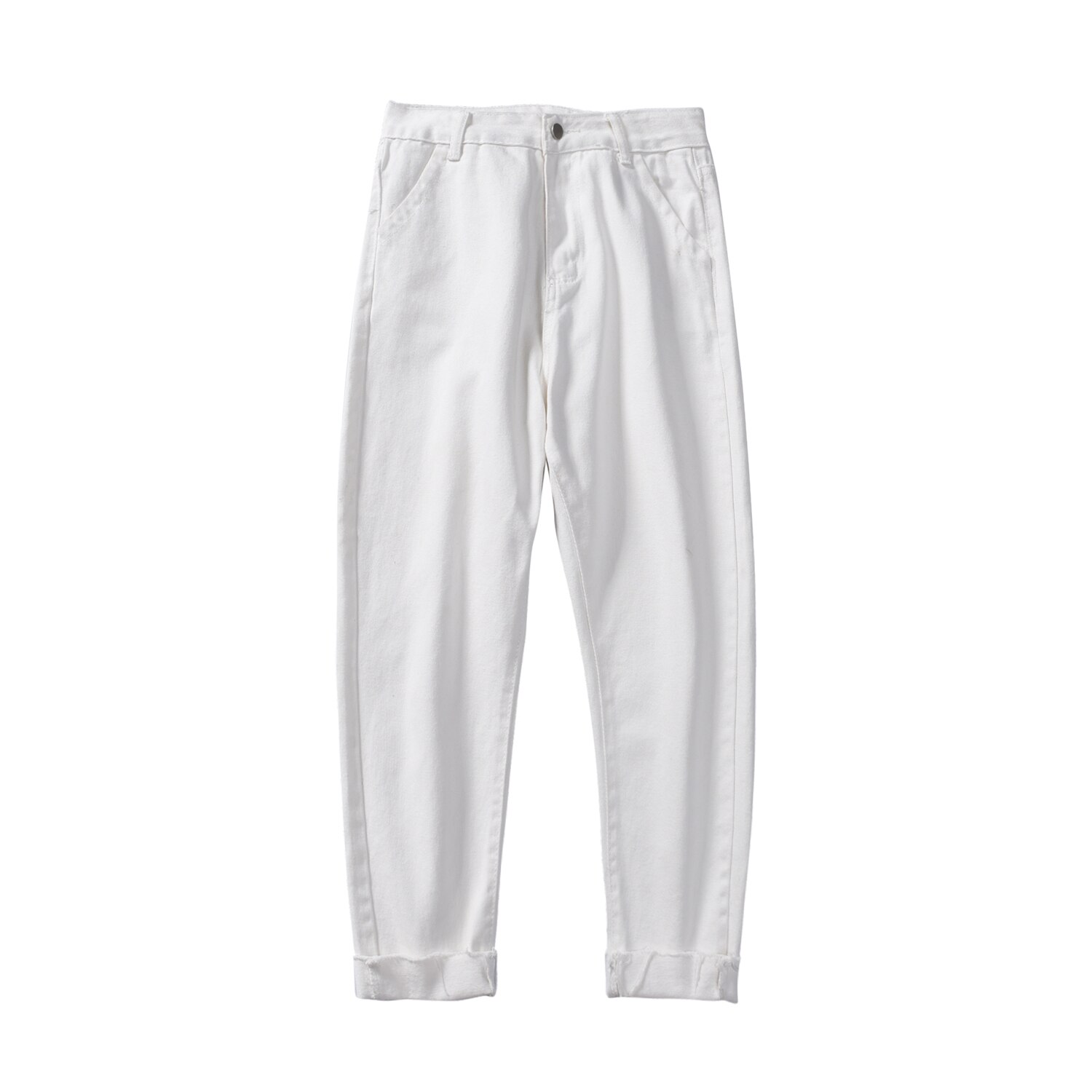 Lappster mænd koreansk mode skinny jeans bukser sommer streetwaer hip hop skinny denim jeans herre lige blå bukser: Hvid / M