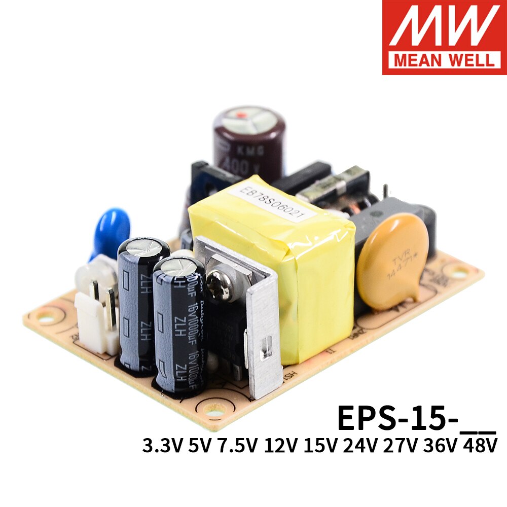 Meanwell eps -15 single output psu open frame ac-dc strømforsyning 15w 3.3v 5v 7.5v 12v 15v 24v 27v 36v 48v 1a 2a 3a mini størrelse