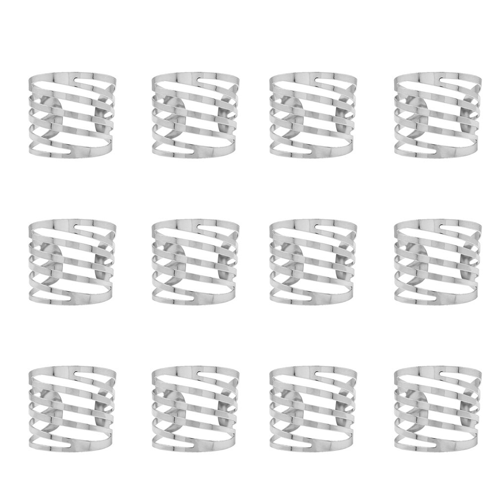 12Pcs Lichtmetalen Servetringen Metalen Goud En Zilver Kleur Voor Tafeldecoratie Servet Ringen Metalen Glanzende Kleur: Zilver