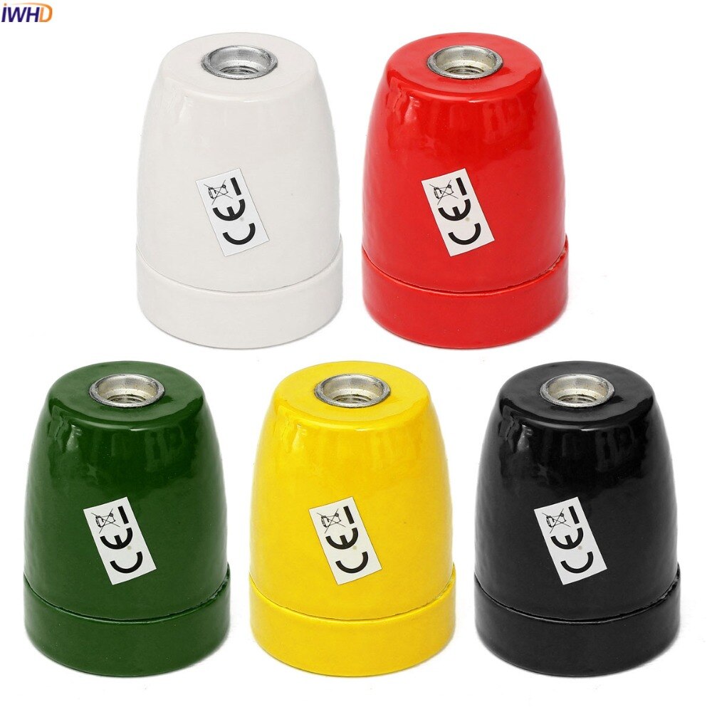 Iwhd cerâmica e26/e27 suporte da lâmpada base soquete industrial retro vintage edison soquete e27 soquete suporte da lâmpada ce ul