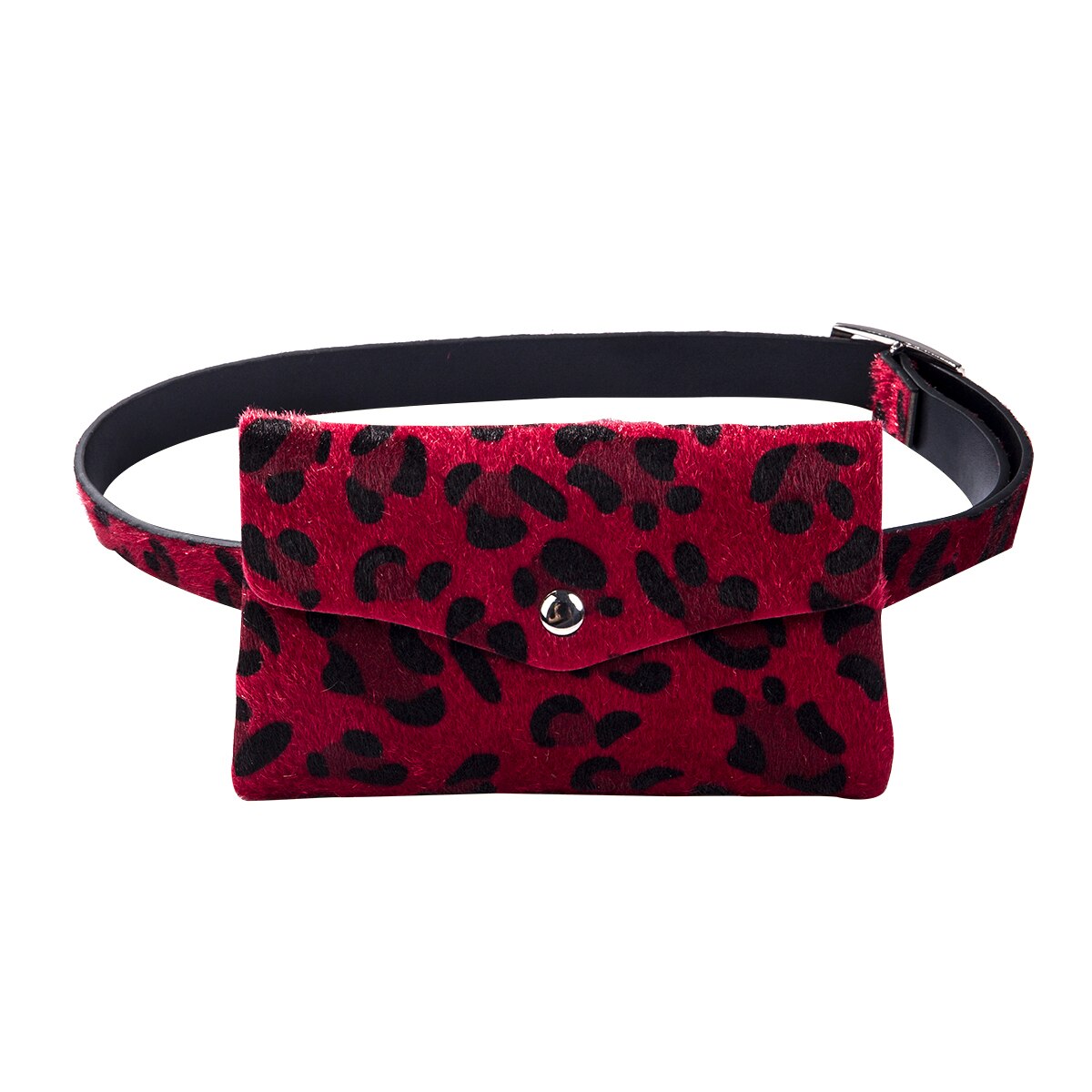 6 cores moda feminina leopardo cintura fanny pacote cinto bolsa bolsa de viagem feminina pequena bolsa cintura packs: Vermelho