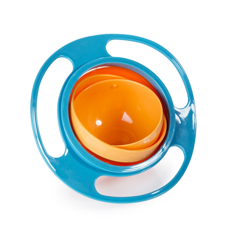 Magic Baby Gyro Bowl Universal 360 Rotate Spill-Proof Bowl Training Tableware Toddler Dishes Practice Feeding Bowl Without Mess: Blue