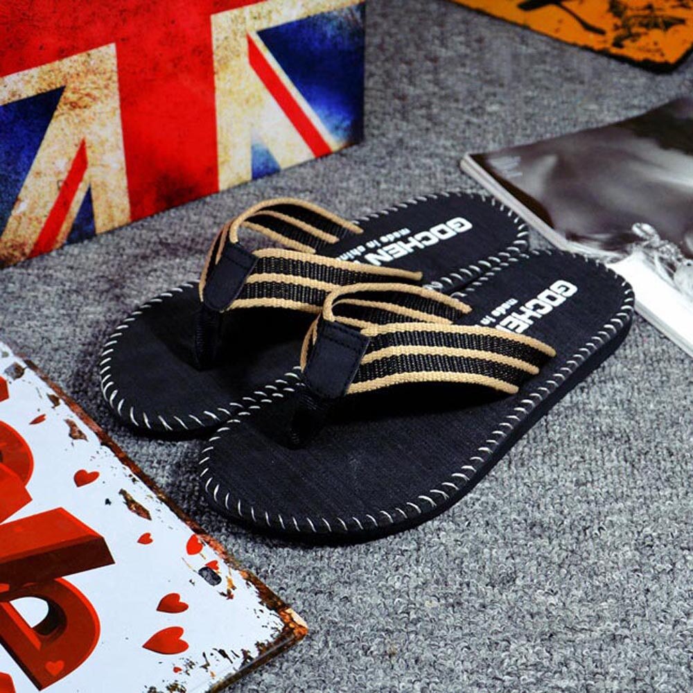 Mænd sommer stribe flip flops sko sandaler mandlige hjemmesko flip-flops hjemme afslappede hjemmesko herre sko chaussures femme  fn60