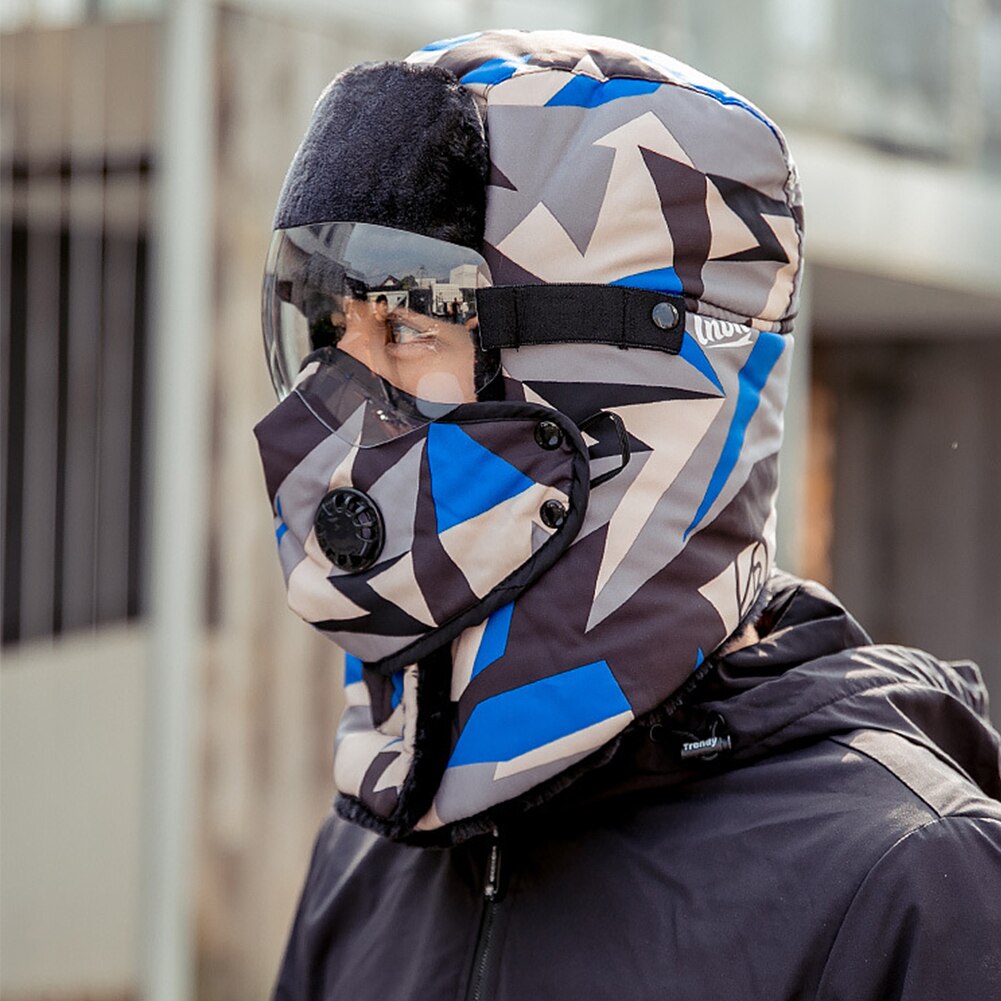 Winddicht Verstelbare Afneembare Gezicht Cover Outdoor Fietsen Camping Bomber Hoed Warm Houden Waterdichte Winter Volwassenen Met Bril