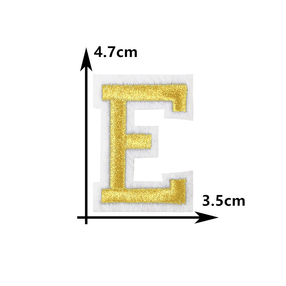 Parche bordado para planchar adhesivo termofusible con 26 letras doradas en inglés, parche decorativo para costura DIY para ropa