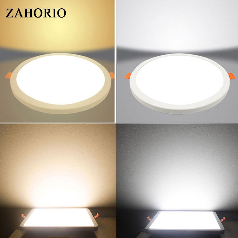 Ac 85-265v ultradunne ronde vierkante led-paneellampen 6w 8w 15w 20w aluminium plafond inbouwspots open gat verstelbare lamp