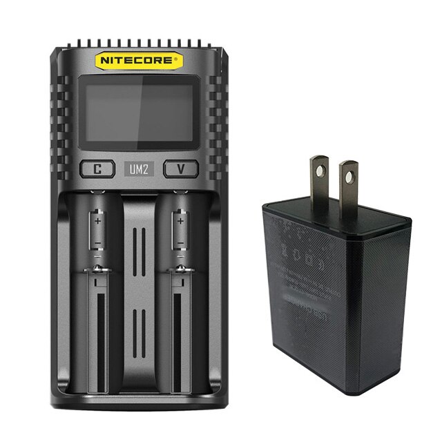 Nitecore UM2 USB Dual-SlOT QC Charger Intelligent Circuitry Global Insurance li-ion AA 18650 20700 26500 26650 Charger: UM2 with US Plug