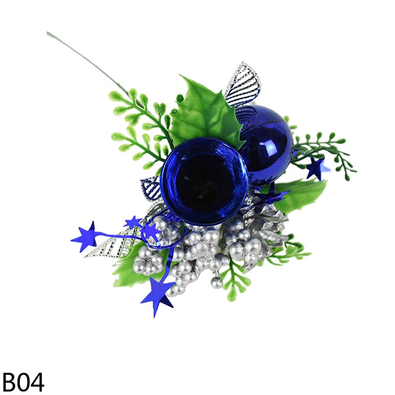 1 stk guld sølv kunstige blomster juletræ gren perle støvdrager bær gren til julepynt gør-det-selv bryllup indretning: B04 blå