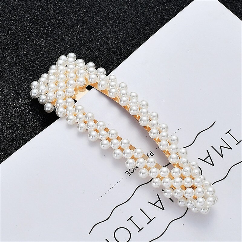 Women Full Pearl Hair Clips Snap Barrette Stick Hairpins Hair Styling Tools Hair Accessories Hairgrip: style 1