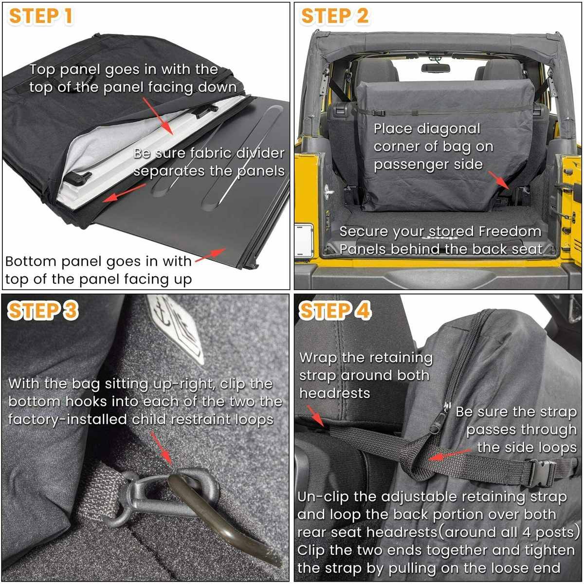1PCS Freedom Panel Hard Storage Bag Carrying Case with Grab Handle For Jeep For Wrangler JK JL 2007