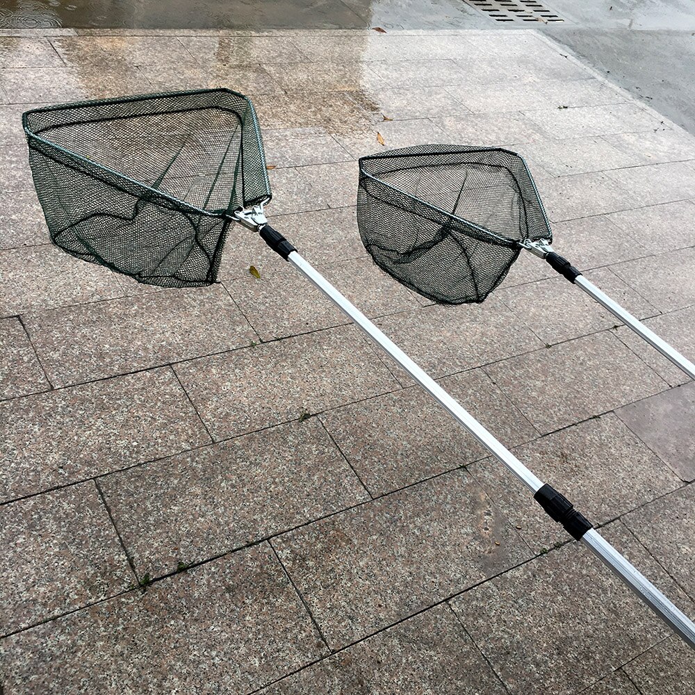 Fishing Landing Net Tool 1.5/1.7/2.1m Foldable Lightweight Aluminum Alloy Retractable Fish Net Telescoping Boat Fishing Net