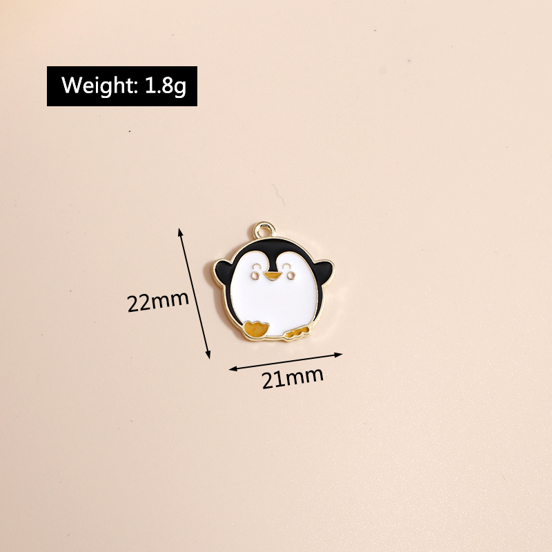 Pendentifs en forme de pingouin pour la fabrication de bijoux, 10 pièces, 21x22mm, en émail, animaux mignons, accessoires pour colliers et boucles d&#39;oreilles