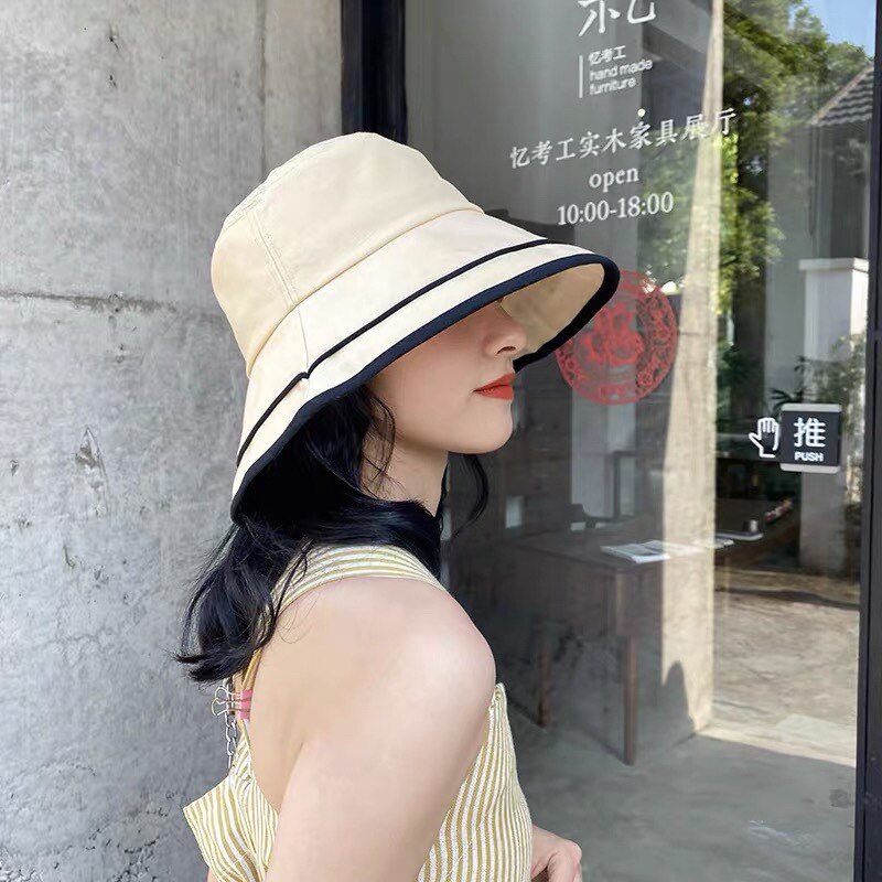 INS Summer Big Brim Sun Hat For Women Seaside Sun Protection UV Cap Wild Fisherman Hat Korean Version Buket Hat