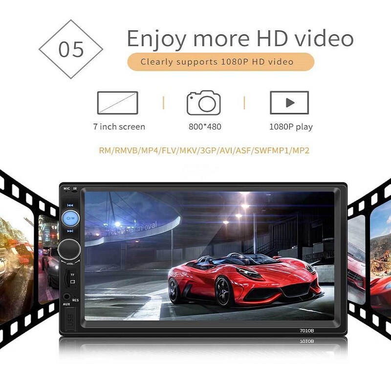 Car MP5 Player 7 Inch Touch Screen MP5 Bluetooth Mirror USB Car Digital Multimedia Player Rear View Camera 7010B Standard