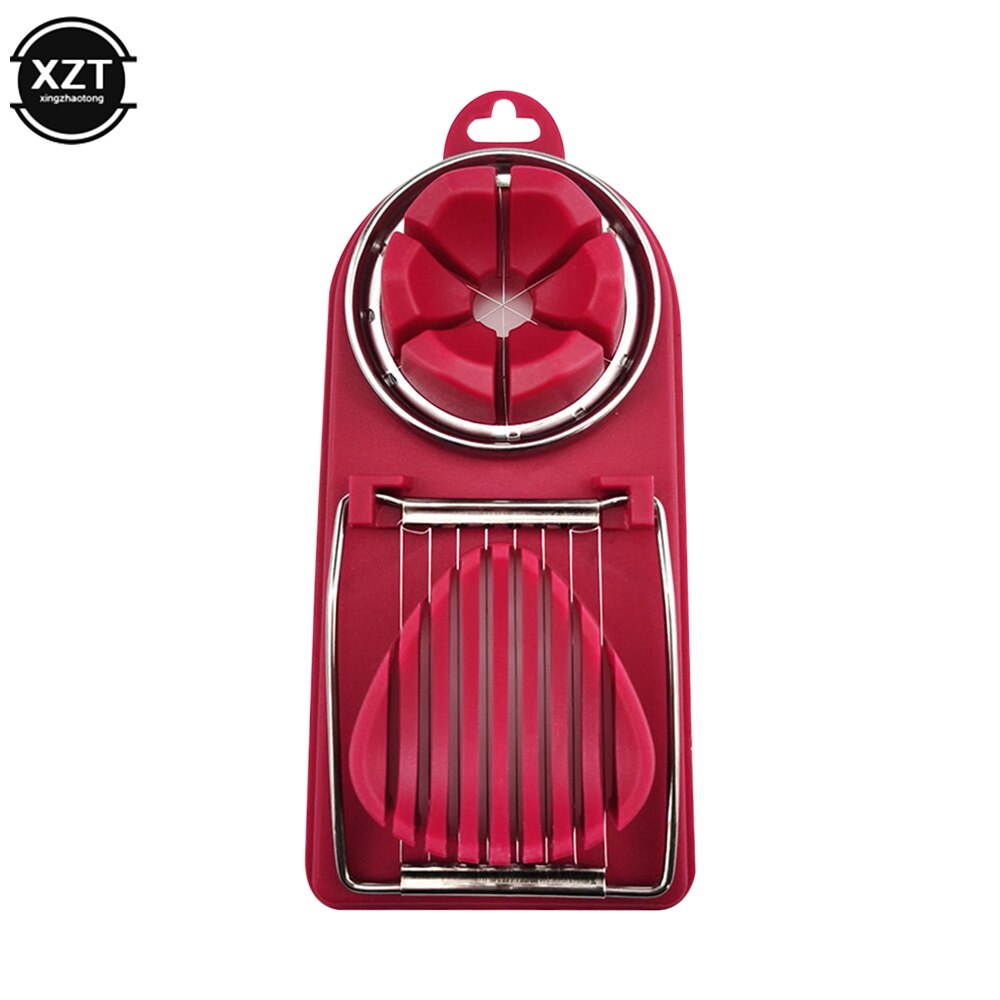 2 In1 Stainless Steel Egg Cutting Egg Cutter Egg Slicer Sectioner Cutter Mold Flower-Shape Luncheon Meat Cutter Kitchen Gadgets: GRAY