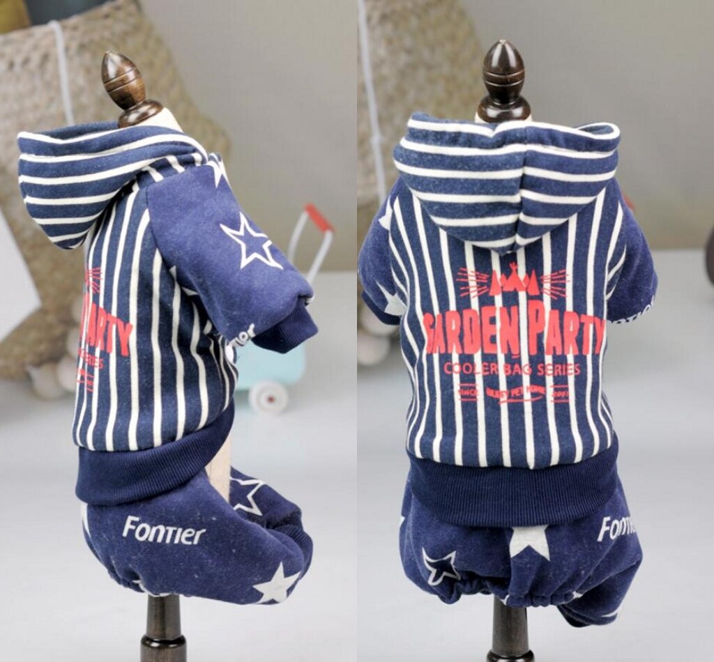 Hond Warm Hoodies Streep Jas Puppy Teddy Hond Huisdier Jumpsuit Herfst Winter Kleding Voor Kleine Huisdier Xs Sml xl 2XL