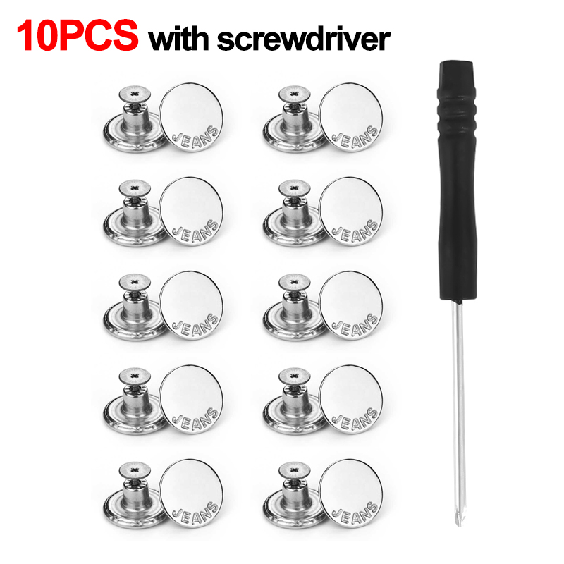 10 Stuks Jeans Knoppen Vervanging 17 Mm Geen Naaien Metalen Knop Reparatie Kit Nailless Verwijderbare Jean Knoppen Naaien Accessoires: Antique Zinc