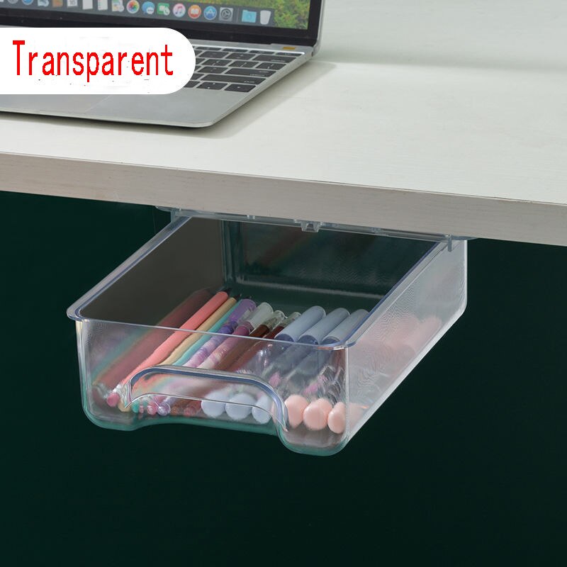 Drawer box under desk, organizing box, dorm desk small invisible drawer box,Office Stationery Organizer: white