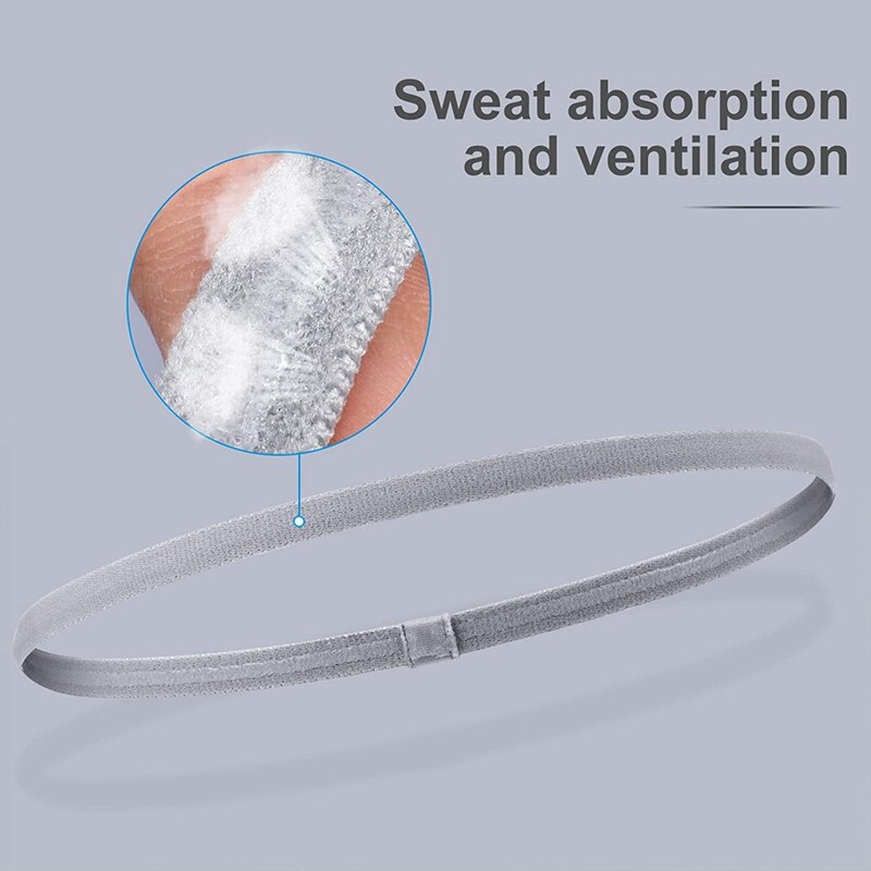 8 pcs strong non-slip elastic sports headbands, hair headbands, exercise hair and sweatbands for women and men (black, grey)