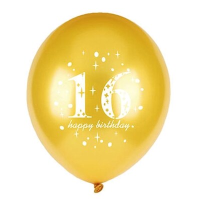 5 Stuks 12 "Nummer 16 Latex Ballonnen 16 Jaar Happy Birthday Benodigdheden Roze Paars Zwart Groen Globos kinderen Speelgoed: Gold