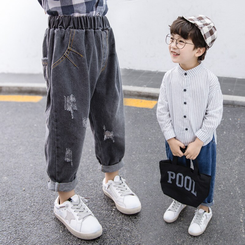 Jeans déchirés pour bébés garçons | 2 couleurs, printemps-automne, bébés garçons, pantalons Style Vintage, enfants Cowboy, pantalons Denim amples 2 3 4 5 6 ans