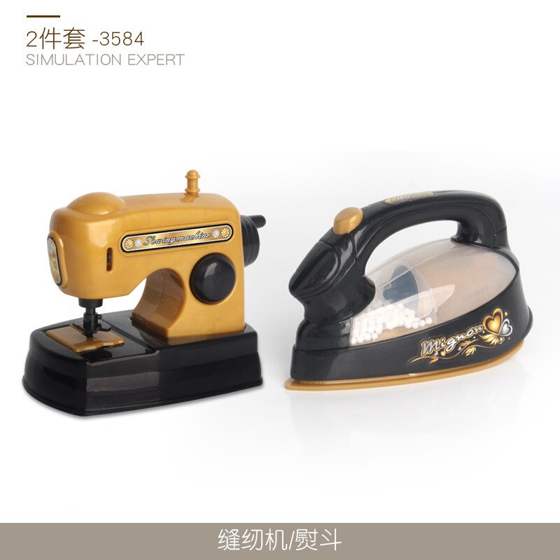 Online Celebrity Kinderen Mini Keuken Set Meisje Model Speelhuis Zwart En Gouden Kleine Apparaten Speelgoed Koelkast Wassen Ma: 3584 Two Piece Set