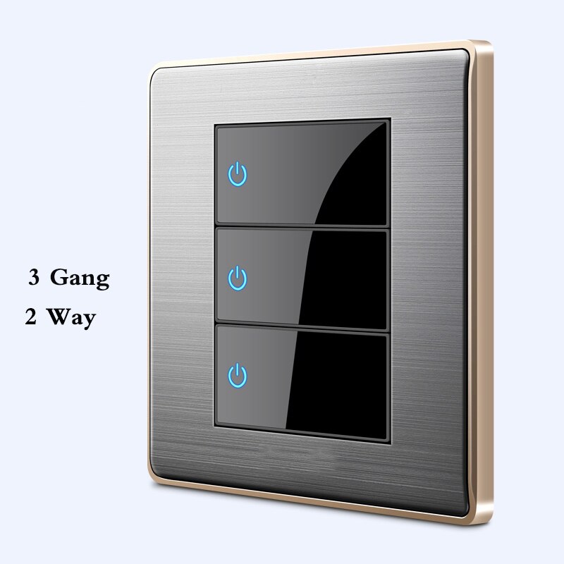 86 typ LED gelegentliche punkt schalter spiegel acryl haushalt edelstahl gebürstet Tafel 1/2/3/4 Gang 1 Weg 2 Weg schalter: 3 Gang 2 Weg