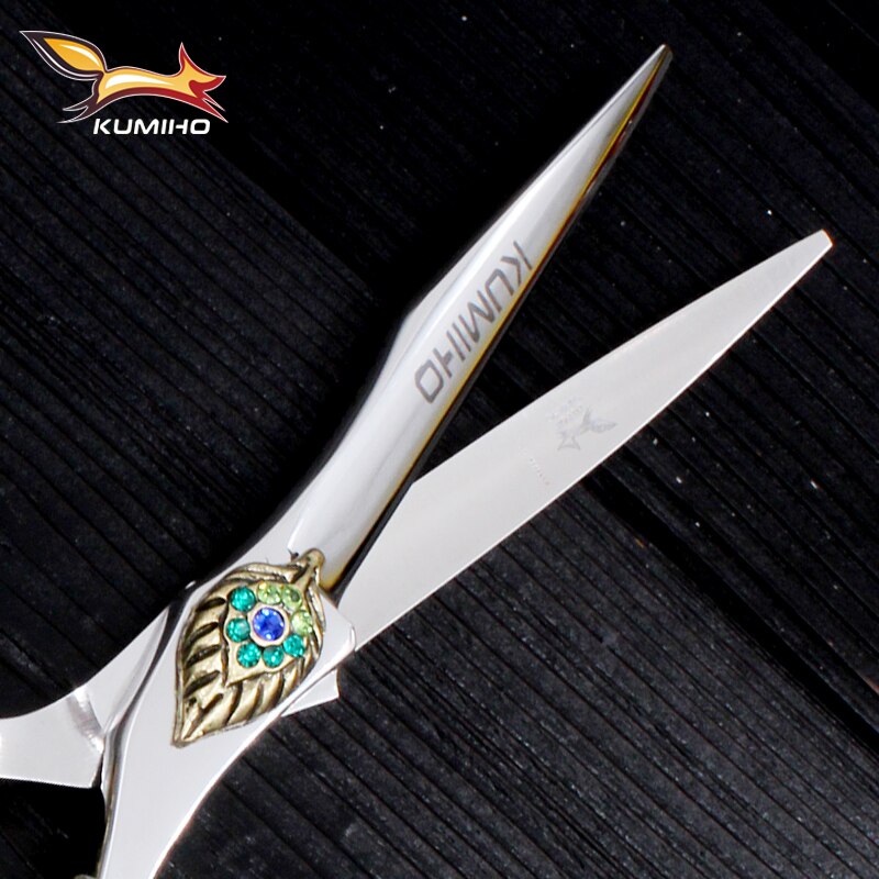 KUMIHO 6&quot; hair scissors with phoenix handle Japan Hitachi 440C stainless hairdressing scissors with fancy handle