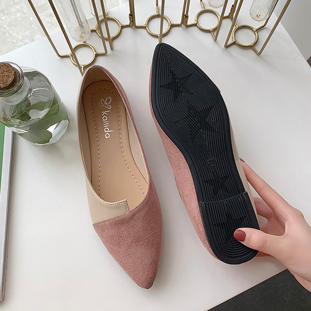 Scarpe basse a punta da donna Scarpe slip on patchwork solide Ballerine casual traspiranti Mocassini comfort quotidiano per tutti gli abbinamenti