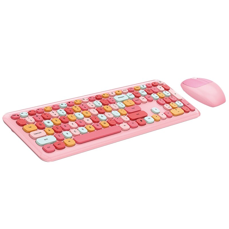 Keyboard and Mouse Wireless Color Lipstick Round Hat Keyboard 110 Keys for Windows XP / Win7 / Win8 / Win10: Pink