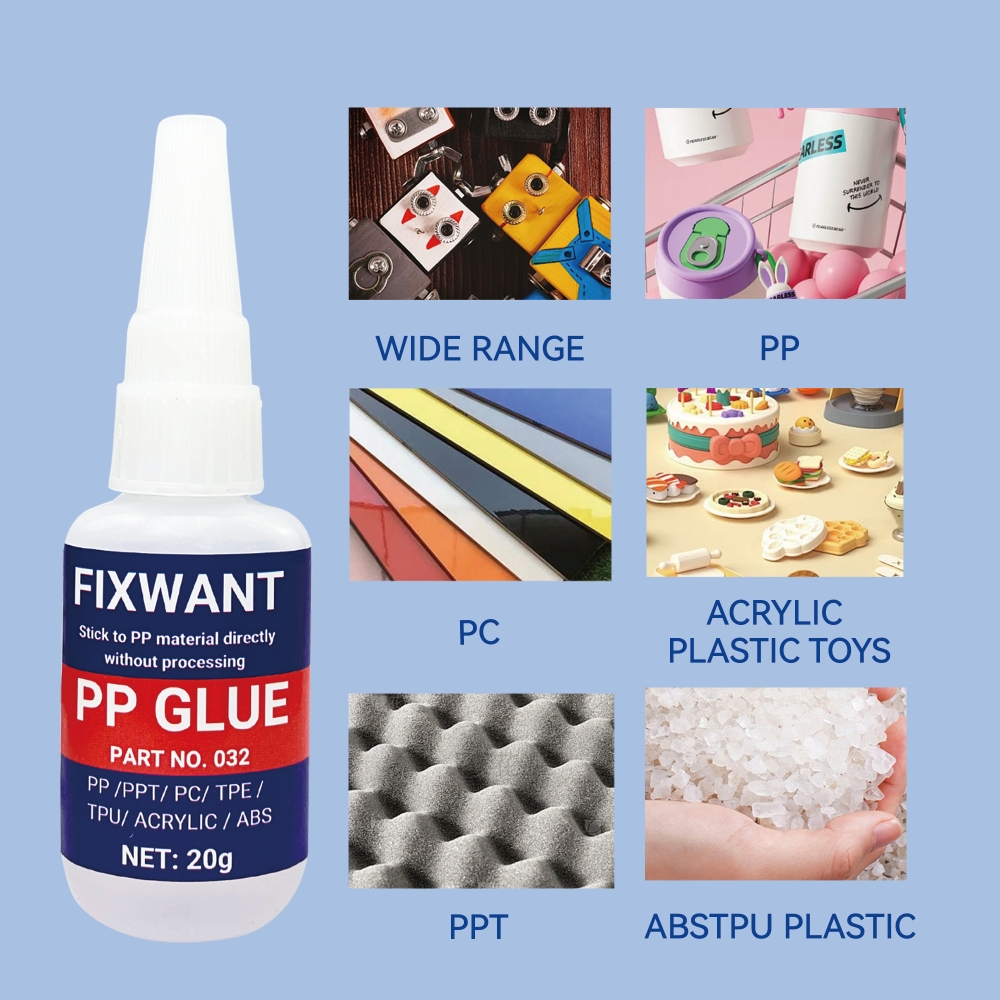 Hochfester PP-Polypropylen-Spezialkleber – starke Verklebung in Sekunden, wasserfest, funktioniert auf PPT/PC/ ABS/ TPE/ TPU/ ACRYL