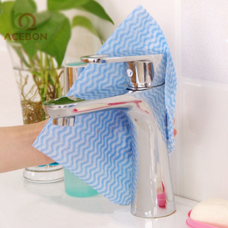 50Pcs Roll Non-Woven Fabric Disposable Striped Practical Rags Wiping Souring Pad Washing Cleaning Cloth Towels Kitchen Towel