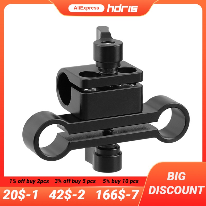 HDRIG 15mm Rod Clamps 15mm Single Rod Clamp &amp; Dual Rod Clamp Adapter With Ratchet Locking Knob For DSLR Camera