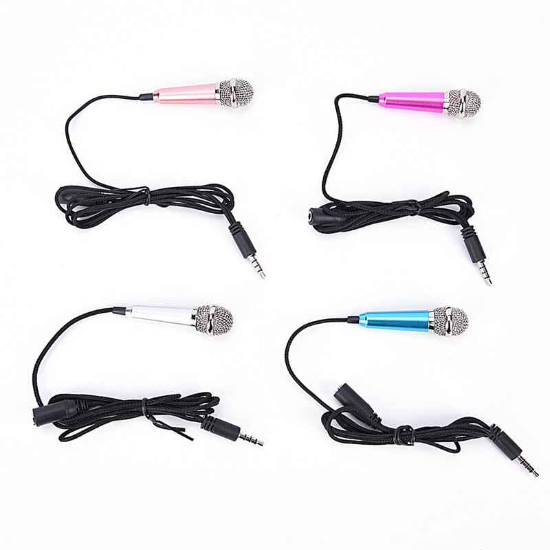 3.5mm Stereo Studio Mic KTV Karaoke Mini Microphone For Cell Phone Laptop PC Desktop 5.5cm*1.8cm Small Size Mic