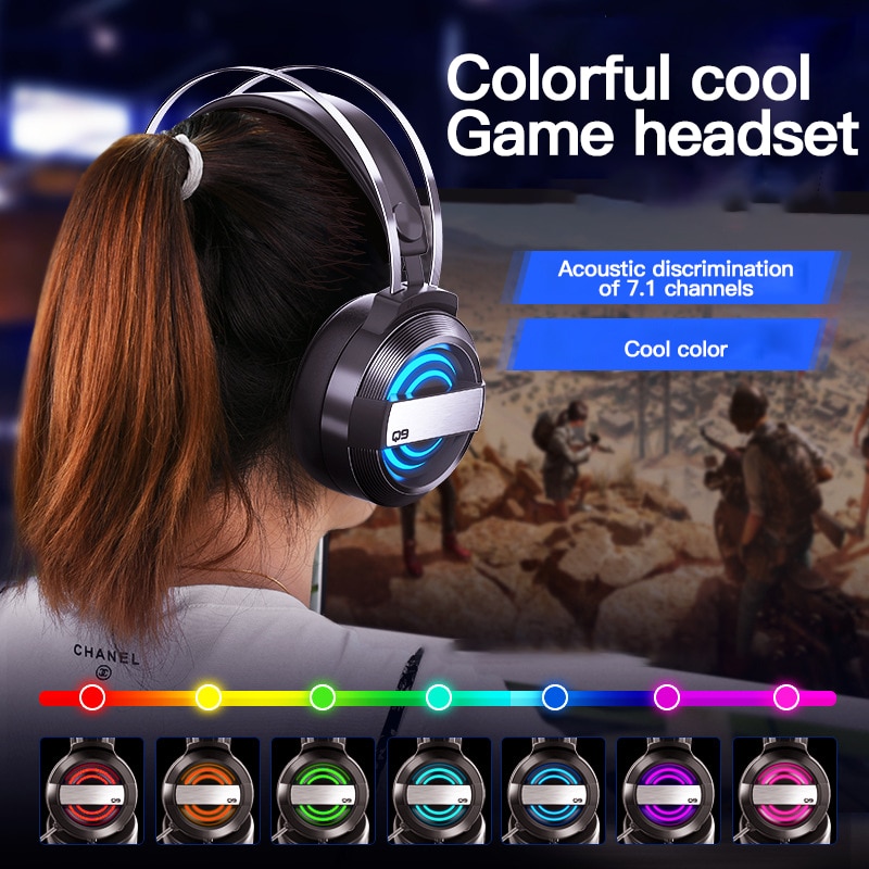 Gaming Headset Gamer Hoofdtelefoon 7.1 Surround Sound Stereo Oortelefoon Usb Microfoon Breathing Led Light Pc Gamer